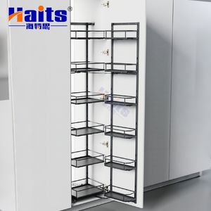 Multi Layer Linkage Wire Mesh Pull out Tall Pantry Storage Basket