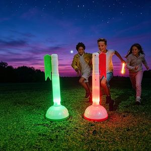 Red & Green LED Marker Flag Light Set Detachable Pole Battery Operated Outdoor Yard Lawn Game Marker Night Play Light for Kids Backyard Sports Party Decoration