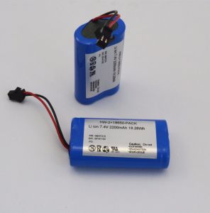 2s1p 7.4V 2200mAh 2600mAh Icr18650 Li-ion Battery Pack with PCM and Wire