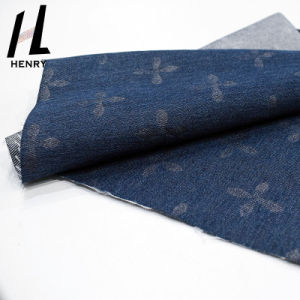 Newest Design Elastic Jacquard Printed Distressed Denim Fabric for Pants Clothes