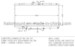 Auto Cooling System Spare Parts Radiator for Corolla'92-94 at