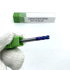 HRC63 4 Flute Nano Blue Coated Tungsten Carbide End Mill