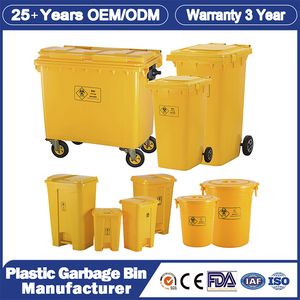 Best Price En840 660L Square Plastic Hospital Bio Medical Garbage Waste Trash Wheelie Trolley Plastic Yellow Medical Trash/Garbage/Waste Bins with Lid