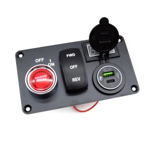 Golf Cart Key Switch Console Panel 9V-48V DC Forward Reverse Rocker Switch QC3.0+Type C Quick Charger LED Digital Voltmeter