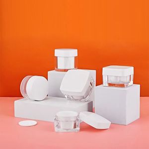 5g 10g 15g 20g 30g Acrylic Square Transparent Eye Cream Face Cream Bottle Cream Jar with White Lid