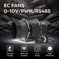 4''/160mm AC Centrifugal Fan Inline Duct Fan Small Size Window Exhaust Ventilation Fan for Compact Hydroponics Grow Room