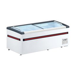 Curved Glass Door Deep Freezer Ice Cream Display Freezer Commercial Chest Freezer