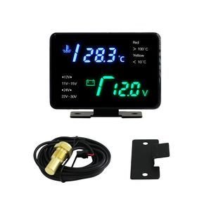 Mrgauge Gauge LED Digital 2 in 1 Voltmeter Water Temperature for Universal Car Boat Ship