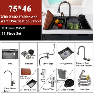 Fashion and Beautiful 304 Stainless Steel Metal Kitchen Sink Glass Rinser with Stainless Kitchen Sinks Single Bowl with Drainboard Kitchen Sink for Kitchen Sink