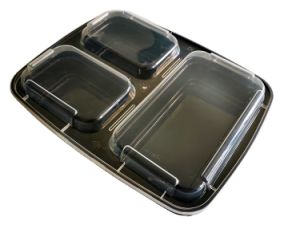 Disposable Food Plastic Takeaway Container Packaging 3 Bento Eco Fast Stainless Steel Compartment Lunch Box