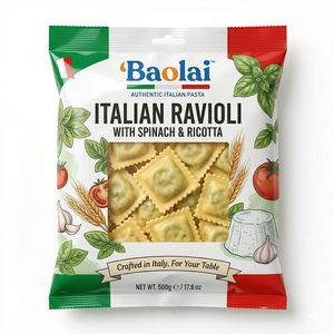 Custom Printed Food Grade Frozen Pizza Rolls Pierogi Ravioli Food Packaging Dumpling Plastic Bag