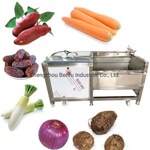Root Vegetable Fruit Sweet Potato Carrots Date Palm Yam Beet Onion Brush Washing Polishing Peeling Cleaning Machine