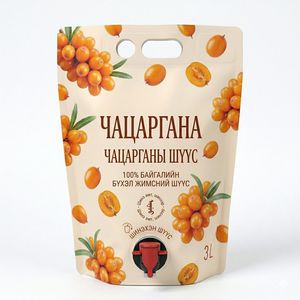 Custom Printed 750ml 1.5L Wine Beverage Stand up Pouch with Tap Sea Buckthorn Juice Packaging Bag