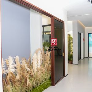 Modern Design Small Double Panel Aluminum Alloy Sliding Door with Tempered Glass