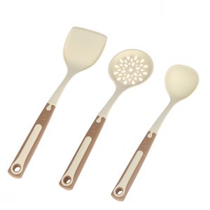 Customized Two-Color Silicone Cooking Spatula and Spoon Set. Household Non-Stick Pan Separate Spatula, Soup Spoon, and Colander Kitchen Utensil Set
