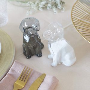 Nipper Dog Salt Pepper Shaker Set Borosilicate Glass Shaker