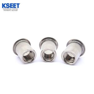 Stainless Steel Open-End Rivet Nut – Flat Head Round Body Knurled