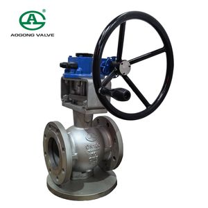 Worm Gear Pneumatic Actuator Actuated Jacketed Industrial Control Valve Wcb/ Stainless Steel Floating/Float 3 Way Ball Flange Valve High Pressure Motorized Weld