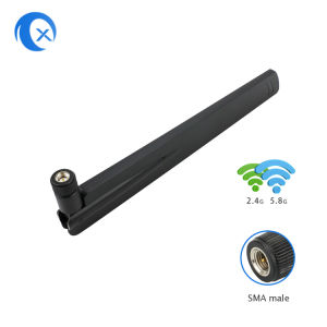 2.4/5.8 GHz Dual-Band 5 dBi Gain Omni-Directional Dipole WiFi Antenna with Swivel SMA Connector for WLAN Rouber Ap WiFi Booster