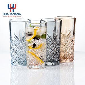 Drinking Glass Set 360ml 12oz Vintage Custom Lead Free Crystal Colored Highball Glass for Water Juice Cocktails