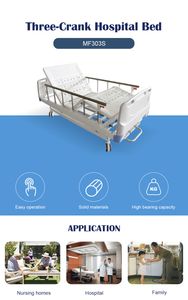 Biobase China High-Quality Cold-Rolled Steel Punching Three-Crank Hospital Bed for Lab with Central Control Caster Mf303s