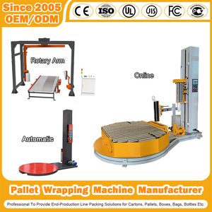 Automatic Pallet Inline/Online Rotary Arm Top Push/Press Wrapping Roller Conveyor Carton Erector Sealer Robot Palletzier Horizontal Stretch/Strapping Machine