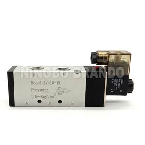 4V410-15 5/2 Way 5 Way 2 Position Pneumatic Directional Control Air Solenoid Valve 12VDC 24VDC 24VAC 110VAC 220VAC