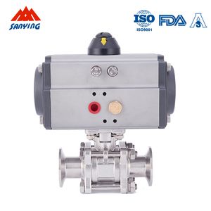 316L Stainless Steel Welded Tc Clamp Sanitary 3PC Pneumatic Ball Valve Price