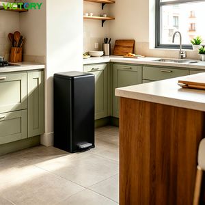 6/12/20/30L Square Kitchen Durable Stainless Steel Pedal Bin Rectangular Trash Can Customized