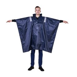 R018-R-2 Poncho De Goma Con Capucha Y Cintas Reflectantes Hivi