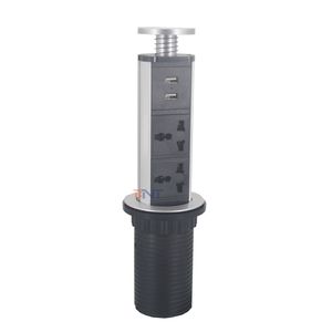 Manuel Pull out Tabletop Socket Power Plug 2 USB Port Pulling up Desktop Pop up Outlet for Kitchen