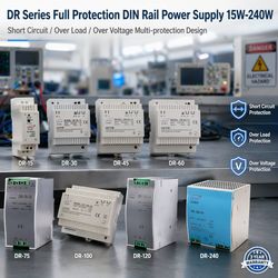 15W to 240W DIN Rail Switching Power Supply 5V 12V 24V Output for PLC LED Industrial Automation