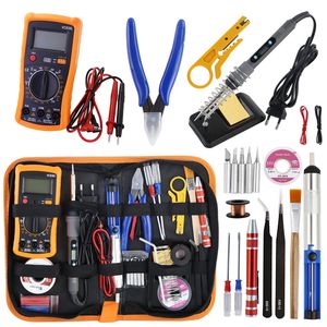 80W LCD Digital Display Adjustable Temperature Soldering Iron Kit with Multimeter for Electronics PCB Repair
