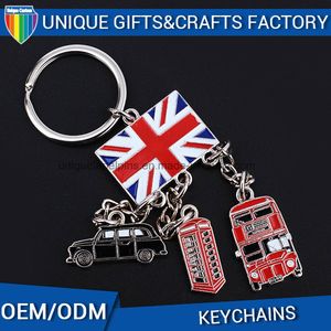 Custom National Flag Logo Shape Zinc Alloy Keyring Metal Keychain