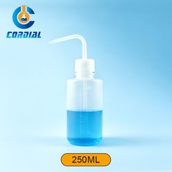 Cordial Lab 250ml Plastic Washing Bottle with Curved Drop Tip for Laboratory Use