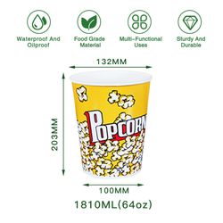 Wholesale 64oz Large Popcorn Buckets Disposable Popcorn Boxes Paper Popcorn Containers for Movie Night