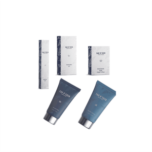 Hotel Amenities Kit: Custom Logo Shampoo, Conditioner, Shower Gel, Soap& Dental Set