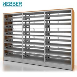 Metal Book Storage Racks for School Library with Movable Shelf
