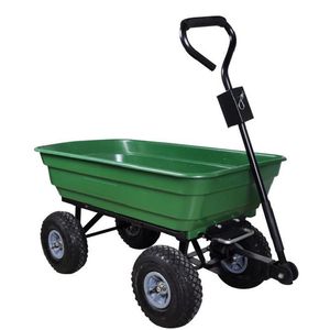 75L Large Capacity Garden Cart/Trolley/Trailer/Wagon Heavy-Duty Plastic Garden Dump Cart Wheelbarrow