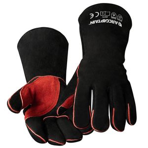 Professional Cow Split Leather Welding Gloves Long Cowhide Genuine Leather Safety Gloves Work Protection Industrial Welding