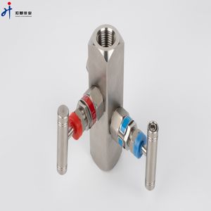 NPT Female Thread L Type 2-Valve Manifolds Stainless Steel in-Line Manifold