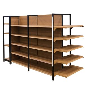 Modern Adjustable Goods Wood Color Supermarket Shelf Display Rack