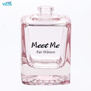 Luxury Recyclable High Quality 30ml 50ml 100ml High Flint Spraying Pink Color Glass Perfume Bottle with Pump Spray Cap