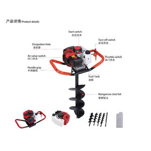 Powerful Earth Auger 52cc Single Cylinder Digs Holes for Fence Posts Fast