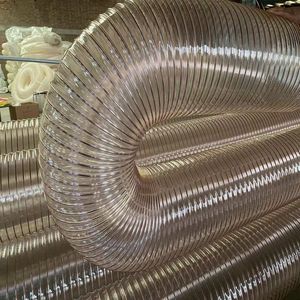 Copper Plated Steel Wire Helix Clear PU Duct Hose for Wooden Industry