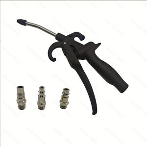 Rubber Guard Air Flow Nozzle High Volume Air Blow Gun with Three Quick Connectors (US, European, Japanese) , Industrial Household Air Blower Gun Angle Bent Jet