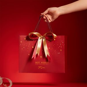 High-Quality Reusable Paper Bags with Logo and Ribbon