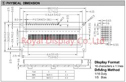 16X1 Standard Character LCD Modules