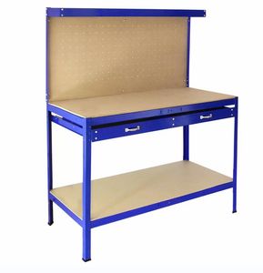 Adjustable Assembly Pegboard Metal Workshop, Steel Work Bench, Garage Workbench