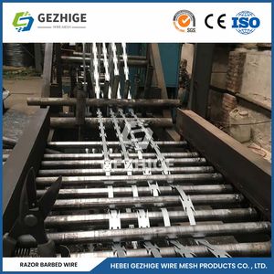 Gezhige Galvanize Barbed Wire Manufacturing 6 Strands Steel Wire Razor Wire Mesh China 1.5mm Thorn Length Concertina Cross Razor Barbed Wire
